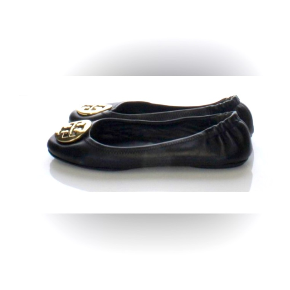 Tory Burch Minnie black leather flats, Women's 8